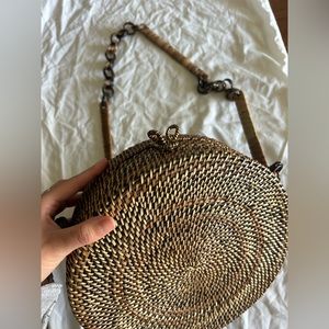Vintage woven basket crossbody bag
